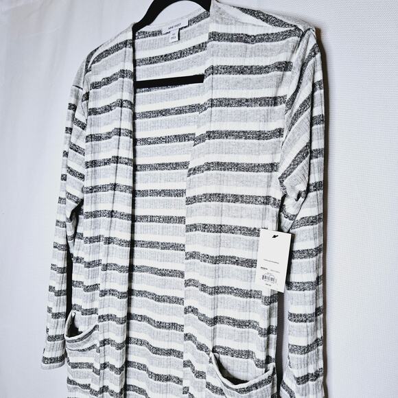 New Nine West Lightweight Super Soft Striped Duster Cardigan Long Line XS - Picture 8 of 8